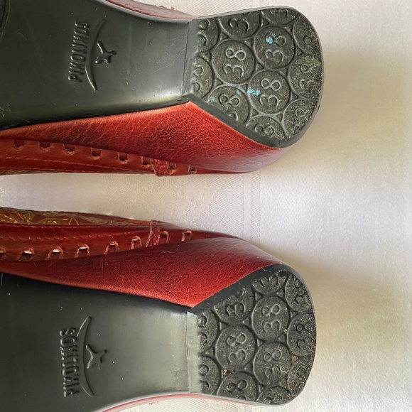 Pikolinos Romana Red/ Green Daisy Leather Spanish Design Mules. Size 7.5-8 - Picture 15 of 16